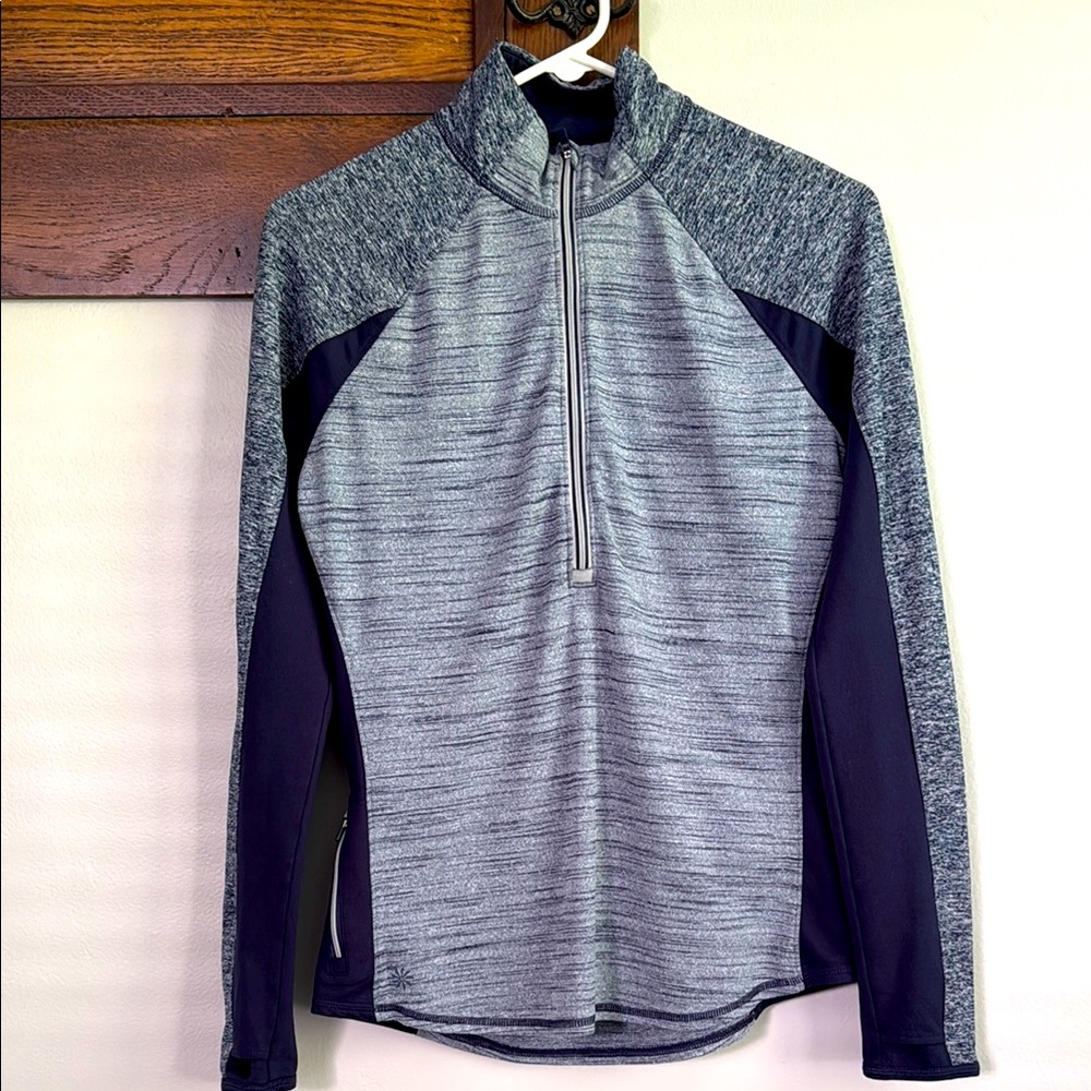 Athleta Gray and Black Quarter-Zip Pullover